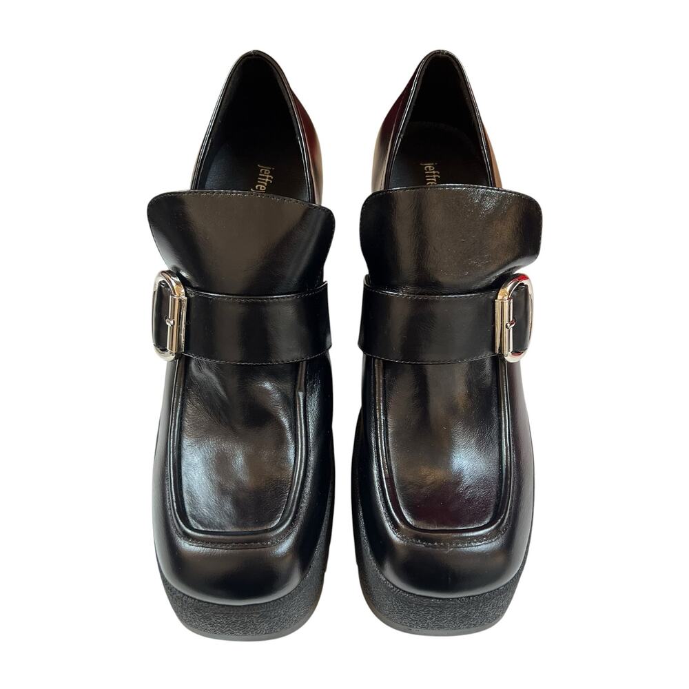 Jeffrey Campbell Black Platform Loafer Heels Size 10 Lug Sole Buckle Shoes EUC - Picture 2 of 9